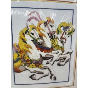 1987 Monarch Horizons The Carousel Wool Longstitch Needlepoint Kit NEW Vintage